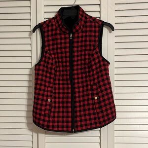 Croft & Barrow Red & Black Reversible Quilted Cotton Fleece Vest Medium